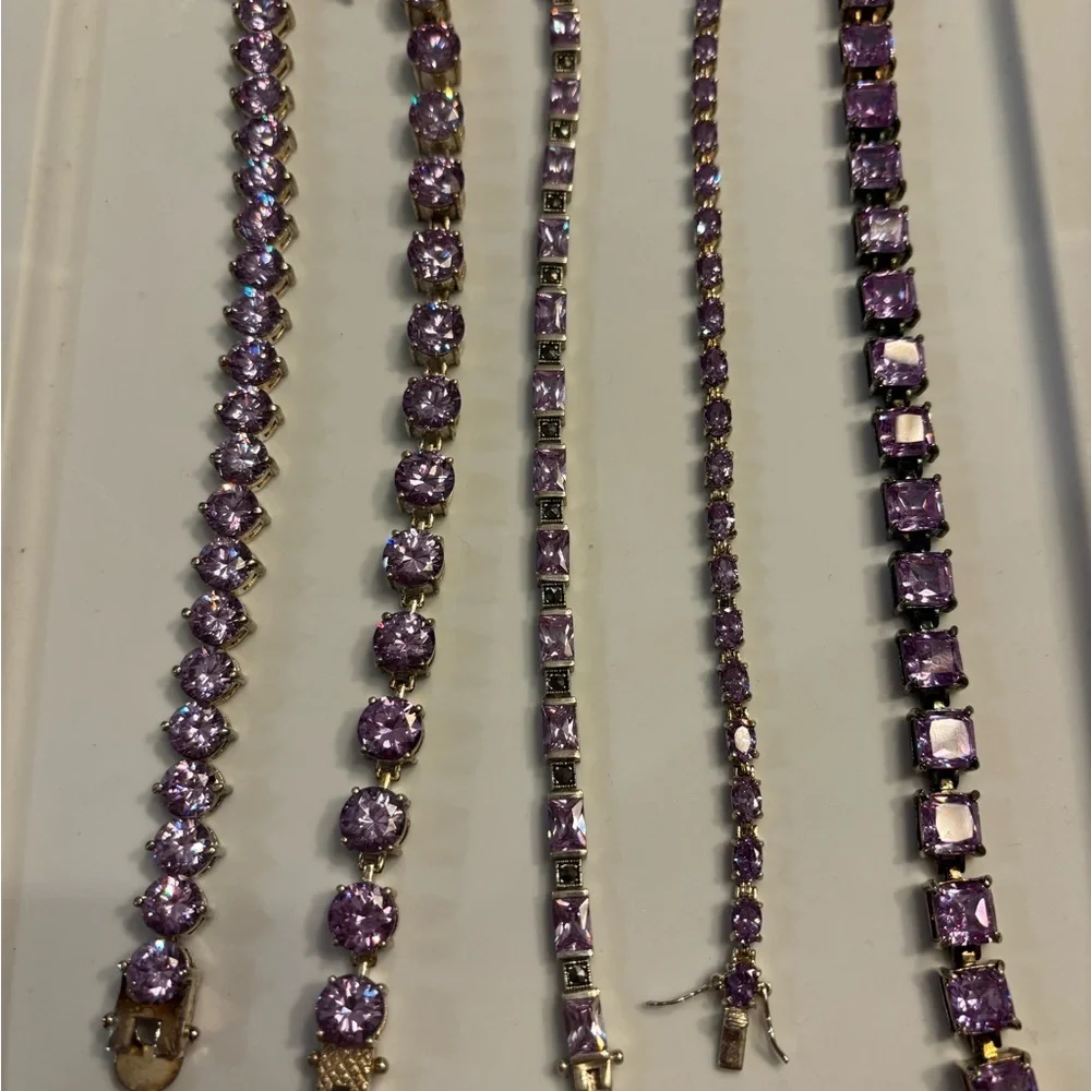 Sterling Silver .925 Lavender Amethyst CZ Tennis Bracelet – 7